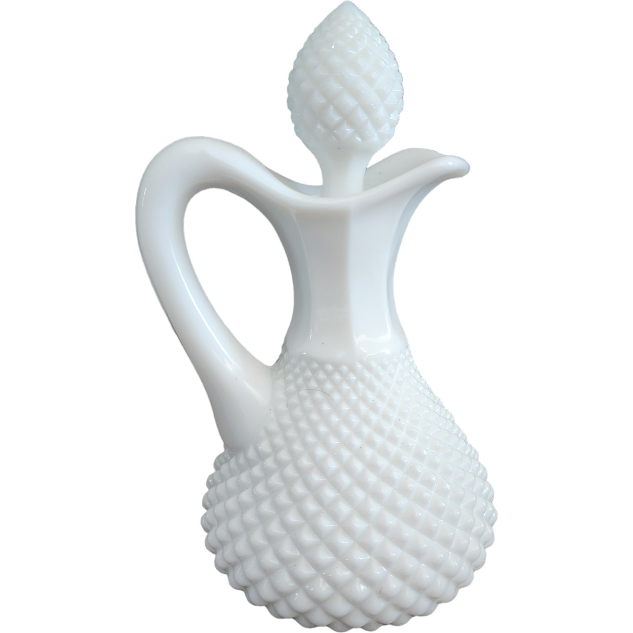 Westmoreland English Hobnail Milk Glass Round Base  Oil Cruet & Stopper