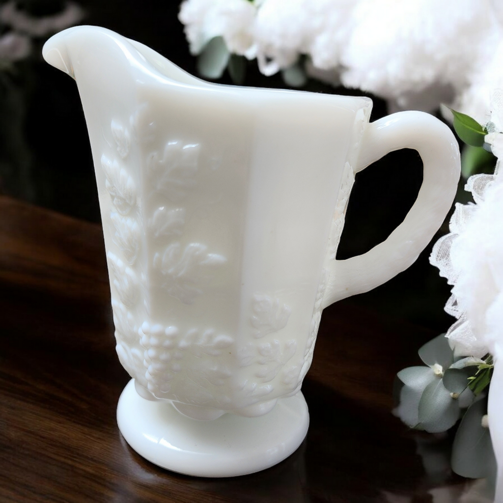 Westmoreland Paneled Grape Milk Glass Creamer
