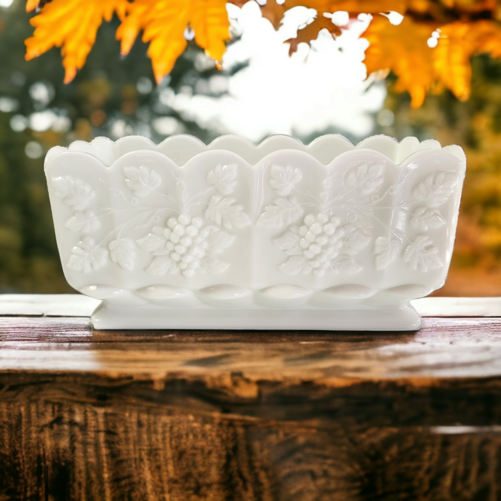 Westmoreland Paneled Grape Milk Glass Planter Window