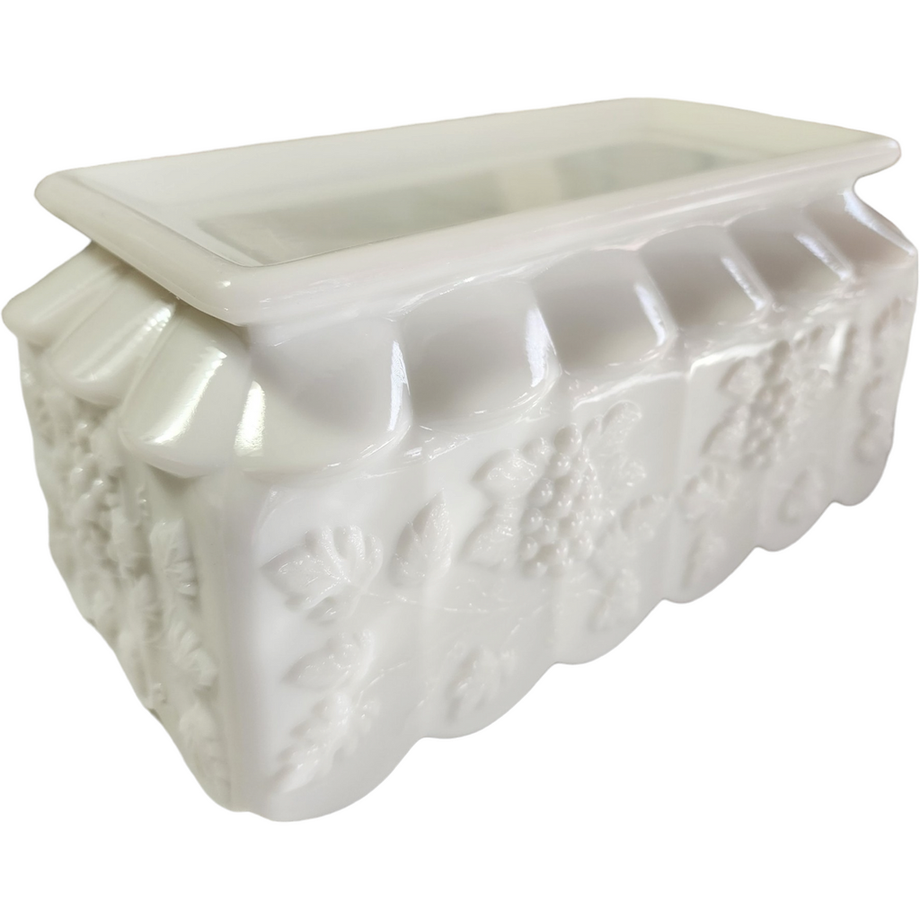 Westmoreland Paneled Grape Milk Glass Planter Window