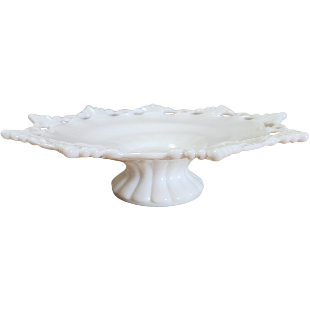 Westmoreland Ring and Petal Milk Glass 11" Footed Cupped Bowl