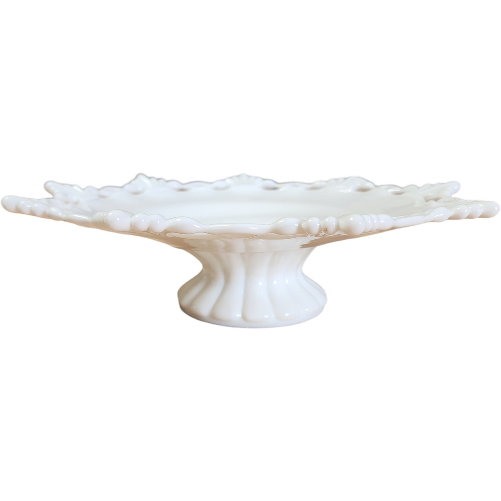 Westmoreland Ring and Petal Milk Glass 11" Footed Cupped Bowl