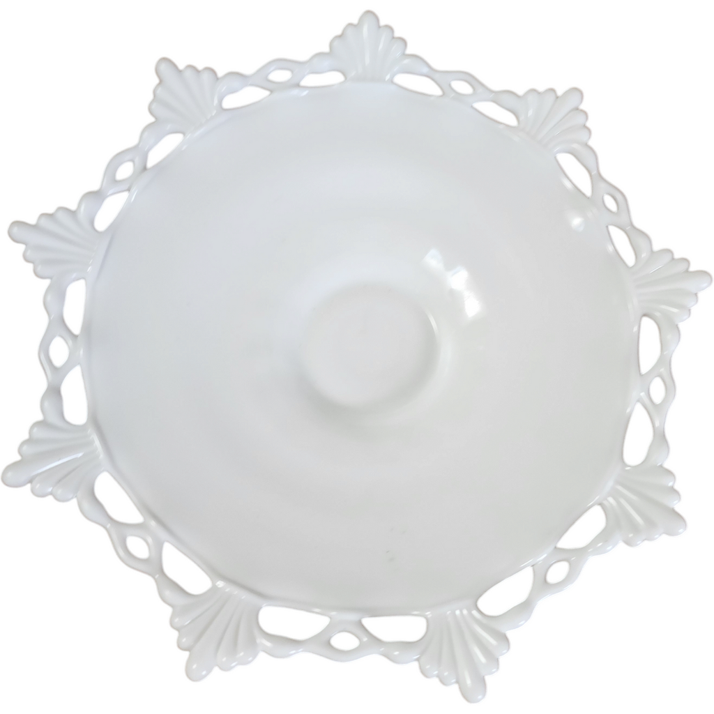 Westmoreland Ring and Petal Milk Glass 11" Footed Cupped Bowl