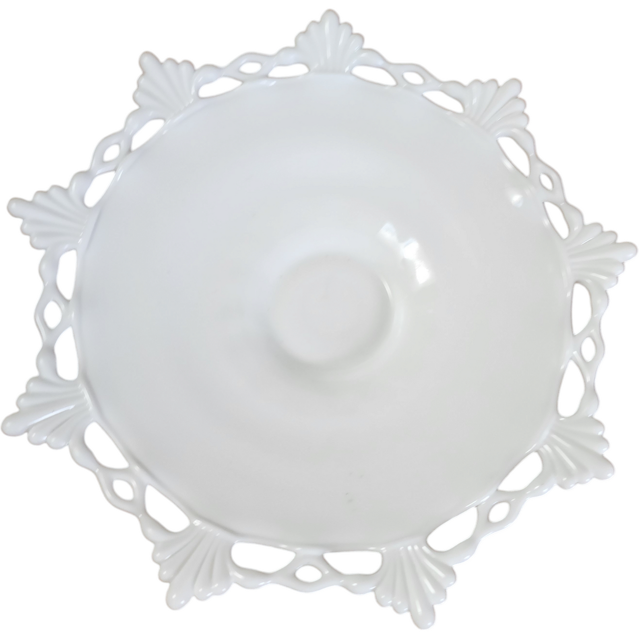 Westmoreland Ring and Petal Milk Glass 11" Footed Cupped Bowl