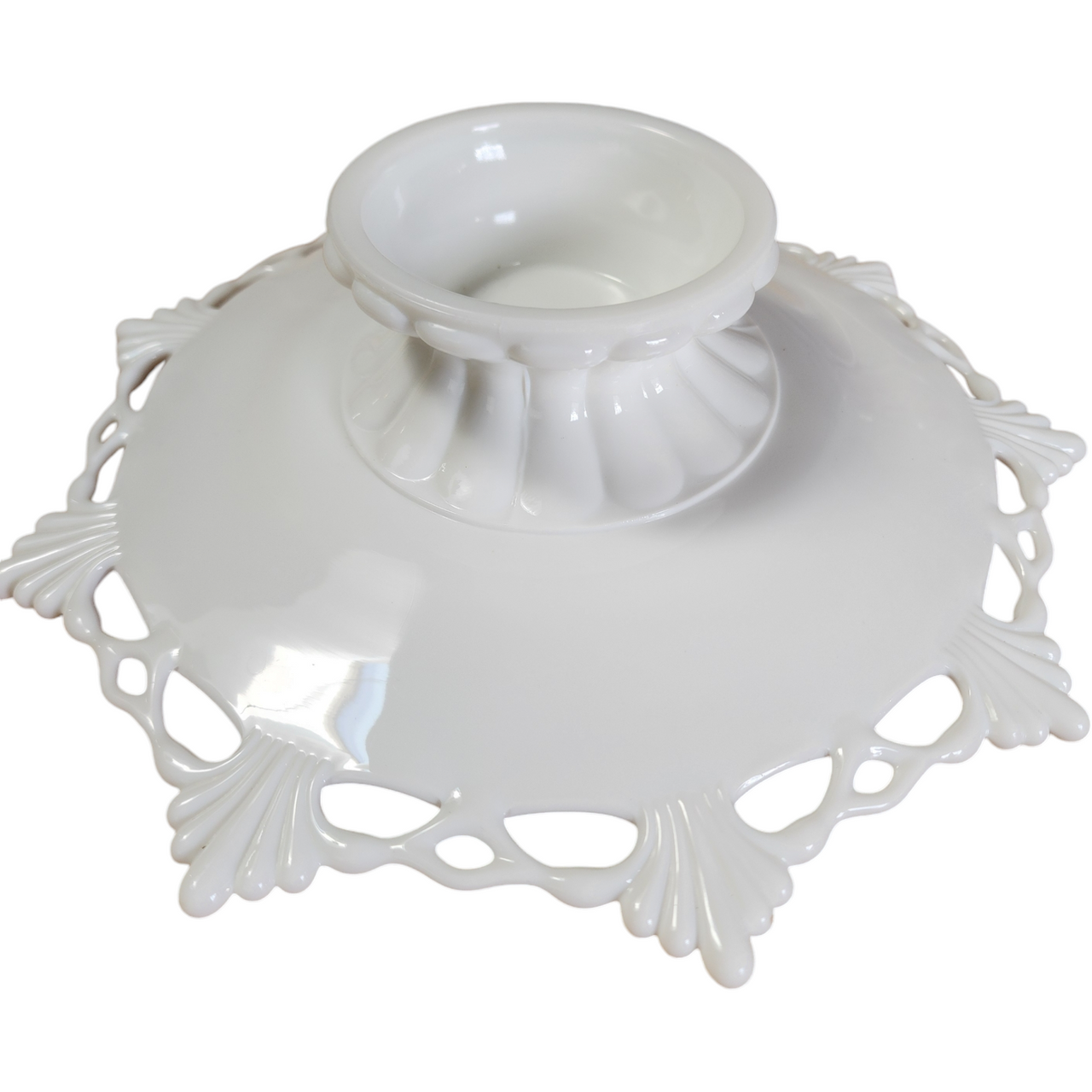 Westmoreland Ring and Petal Milk Glass 11" Footed Cupped Bowl