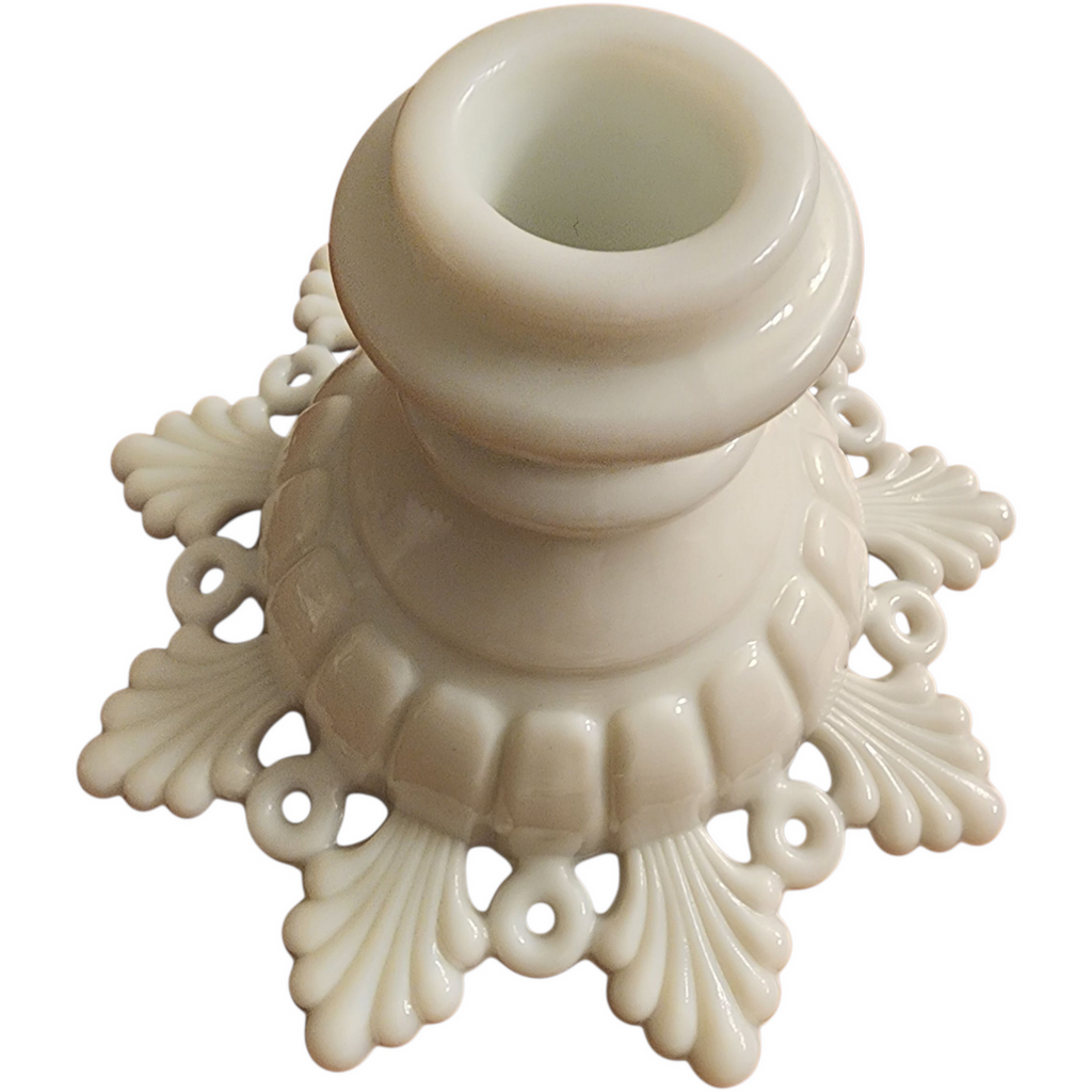 Westmoreland Ring and Petal Milk Glass Single Light Candlestick