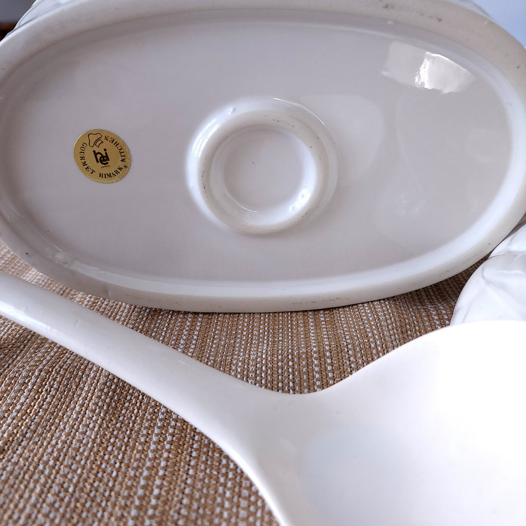 White Ceramic Duck Basket Soup Tureen With Ladle