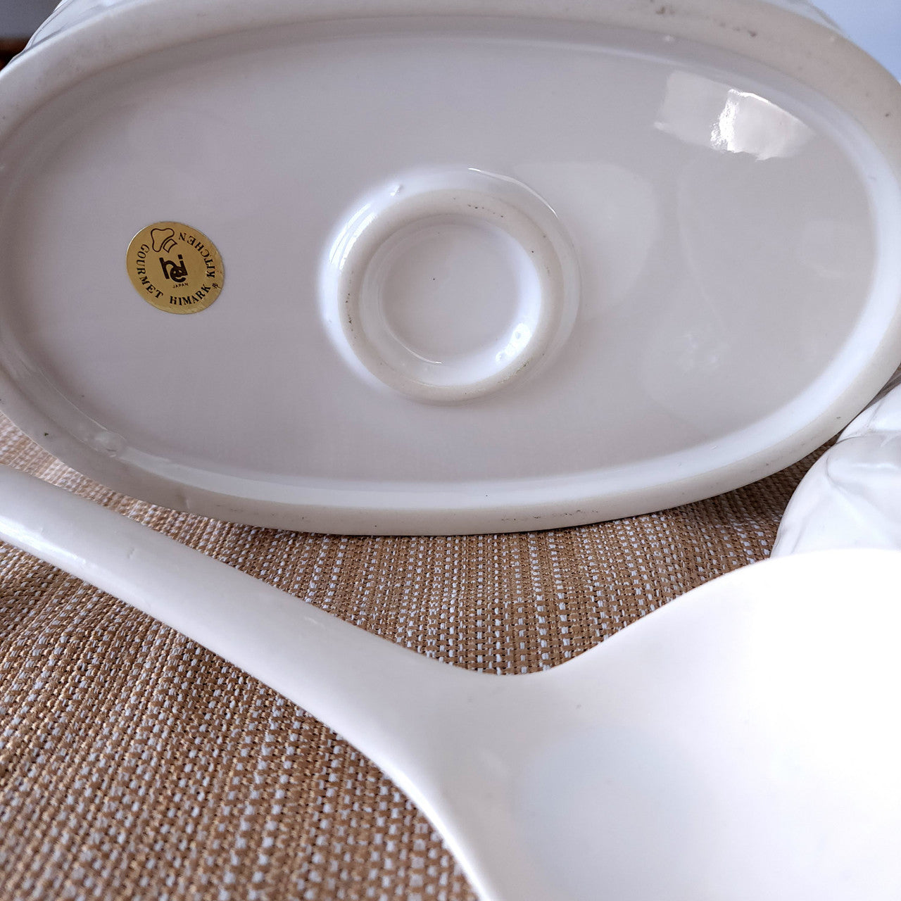 White Ceramic Duck Basket Soup Tureen With Ladle