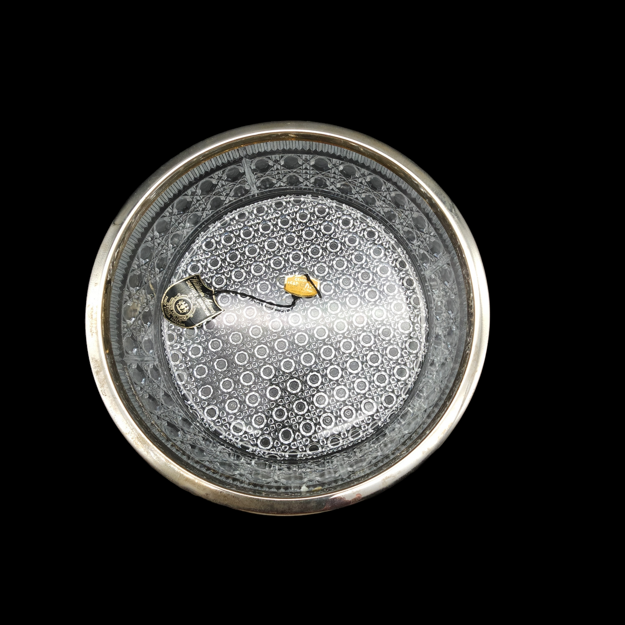 William Adams Cut Lead Crystal Silver Plated Rim Bowl