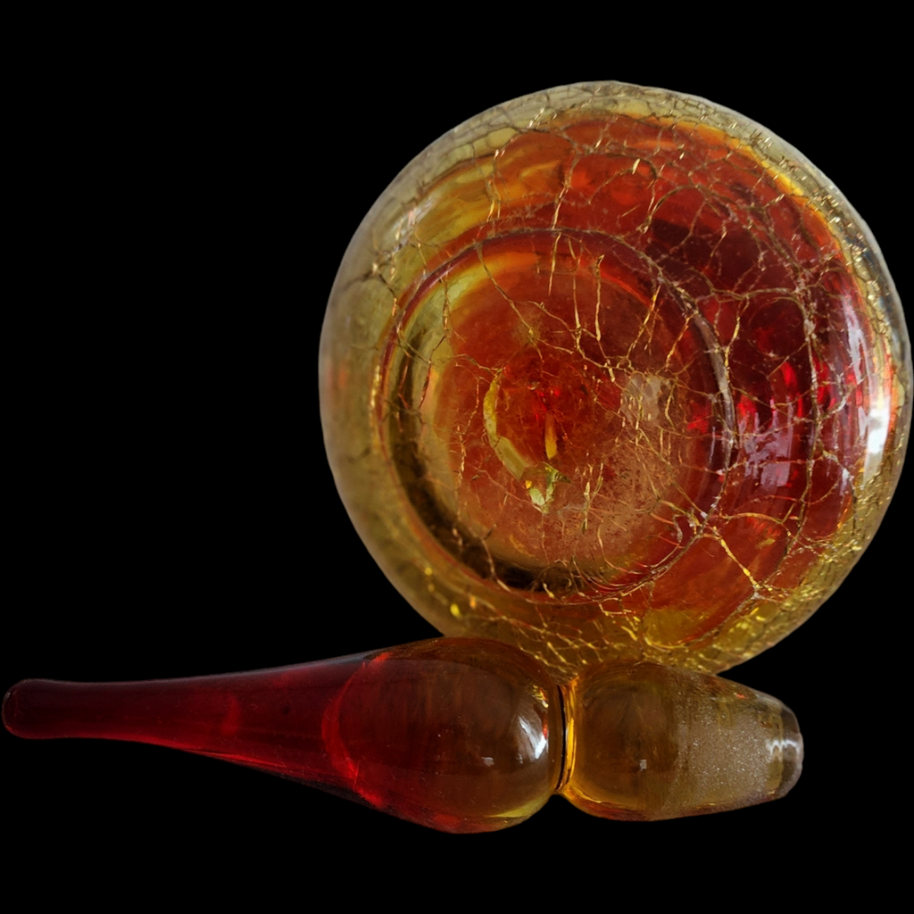 10" Williamsburg Co. Va Crackle Glass Handblown Amberina Creut Decanter