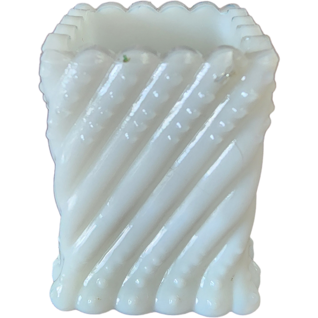 Wirths Bros Square Milk Glass EAPG Toothpick Holder Ribbed Pattern