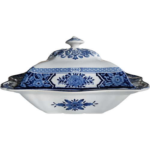 Wood & Sons Khotan Blue Rectangular Covered Vegetable Bowl