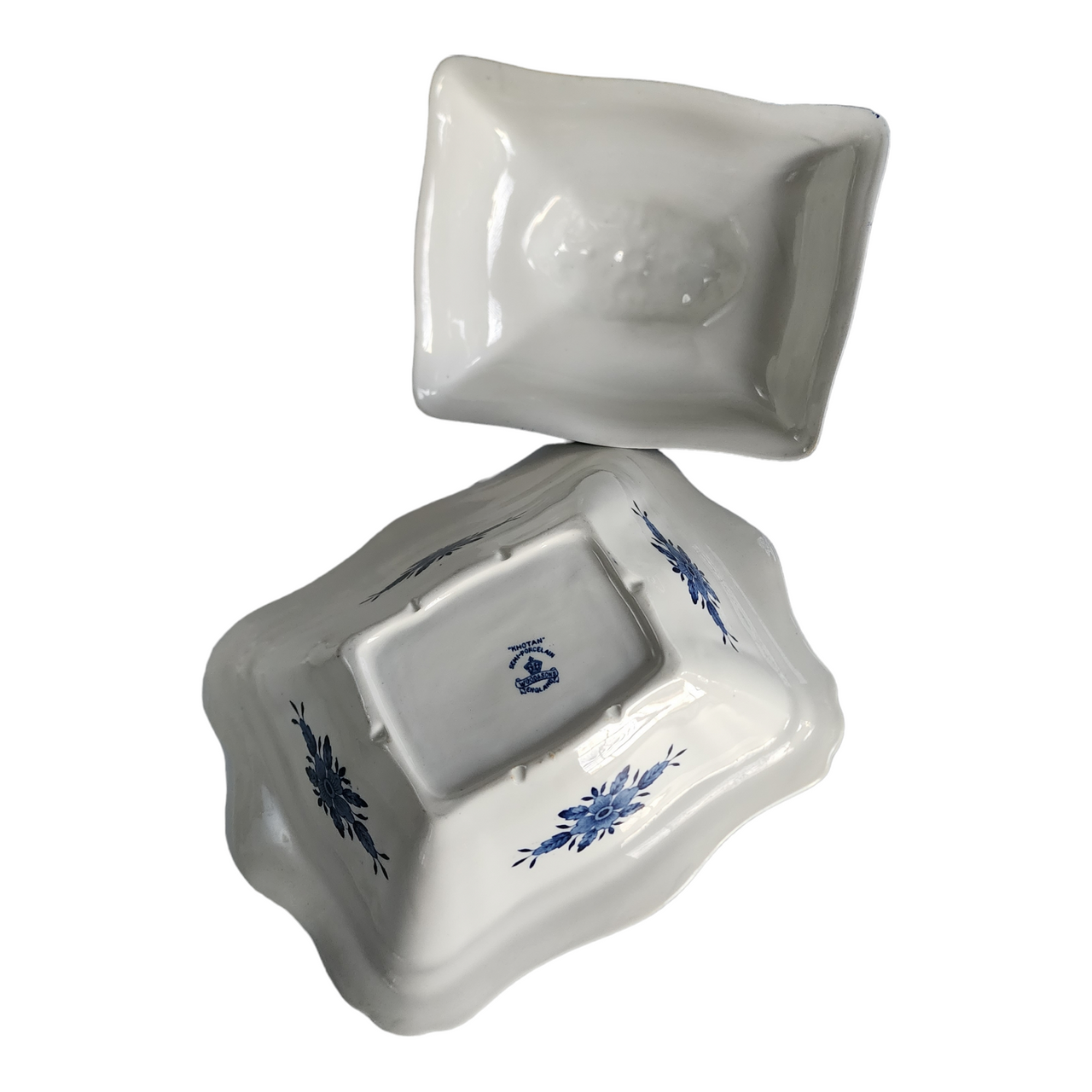 Wood & Sons Khotan Blue Rectangular Covered Vegetable Bowl
