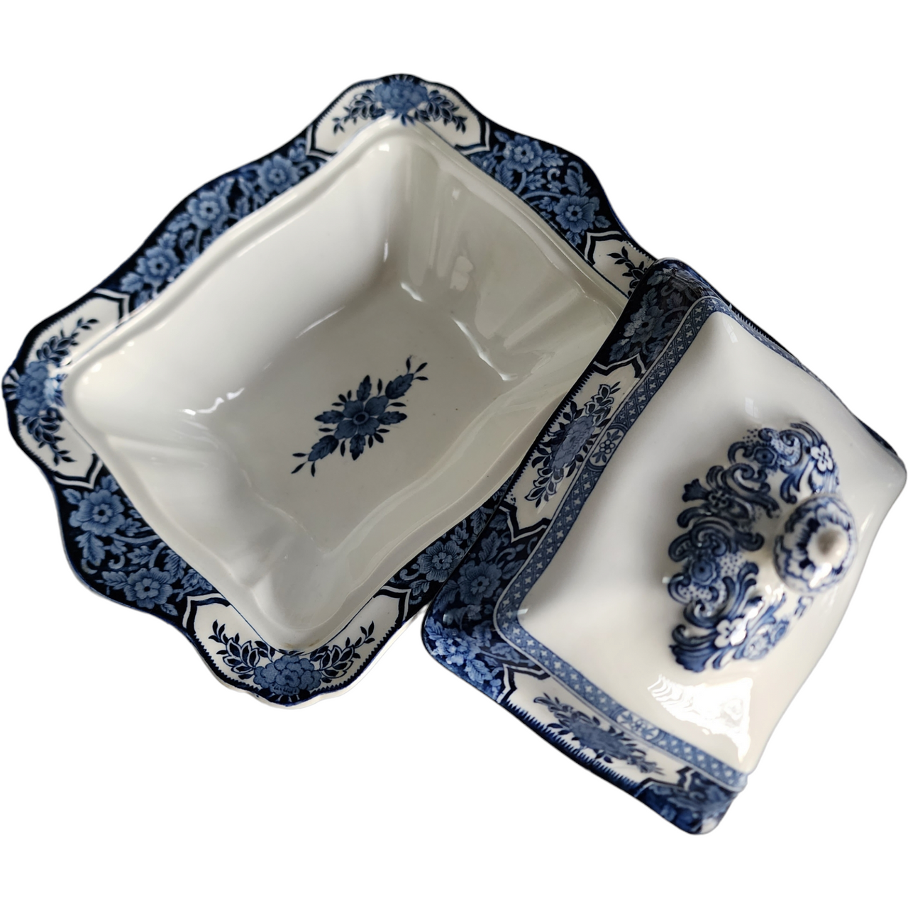 Wood & Sons Khotan Blue Rectangular Covered Vegetable Bowl