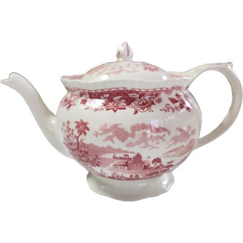 Wood & Sons Seaforth Pink Rope Edge, Scallop Teapot & Lid 5+ Cups