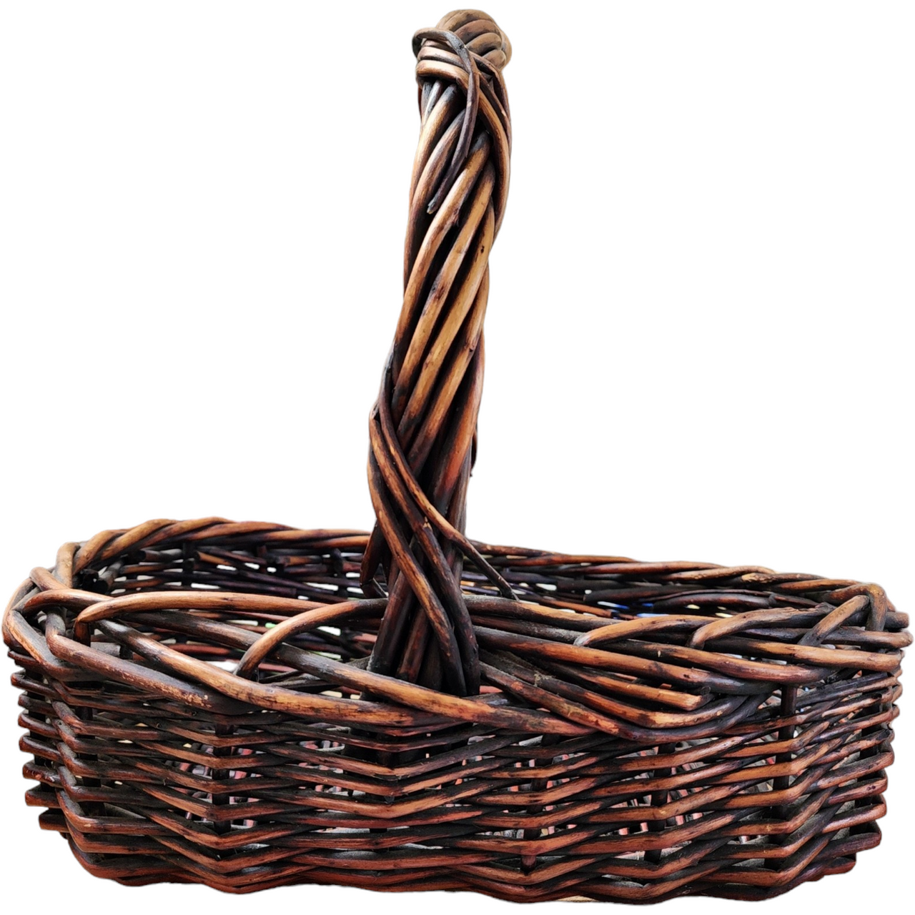 Woven Reed Wicker Oval Hanging Carry Egg Apple Fruit Picnic Basket  Farmhouse Primitive
