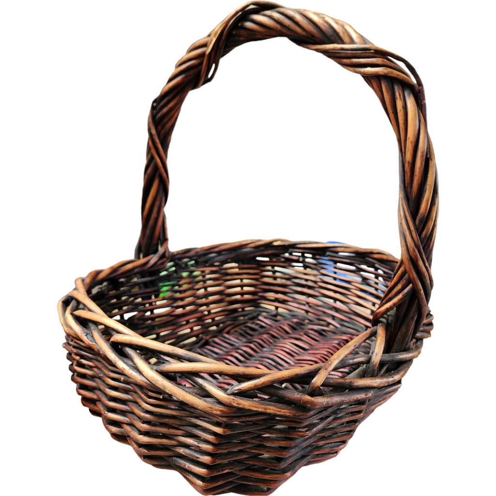 Woven Reed Wicker Oval Hanging Carry Egg Apple Fruit Picnic Basket  Farmhouse Primitive
