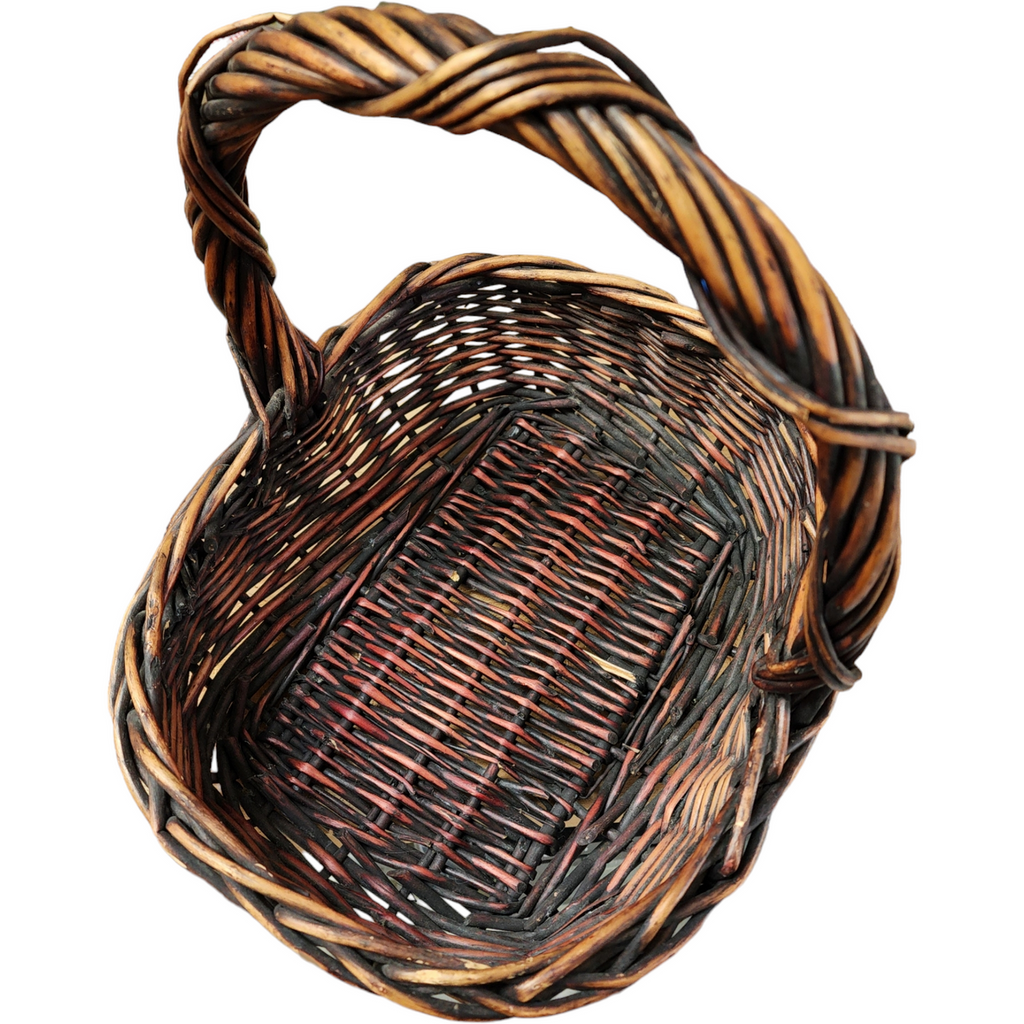 Woven Reed Wicker Oval Hanging Carry Egg Apple Fruit Picnic Basket  Farmhouse Primitive