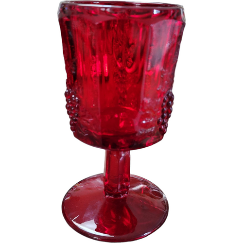 Wright Glass L G Panel Grape Ruby Water Goblet