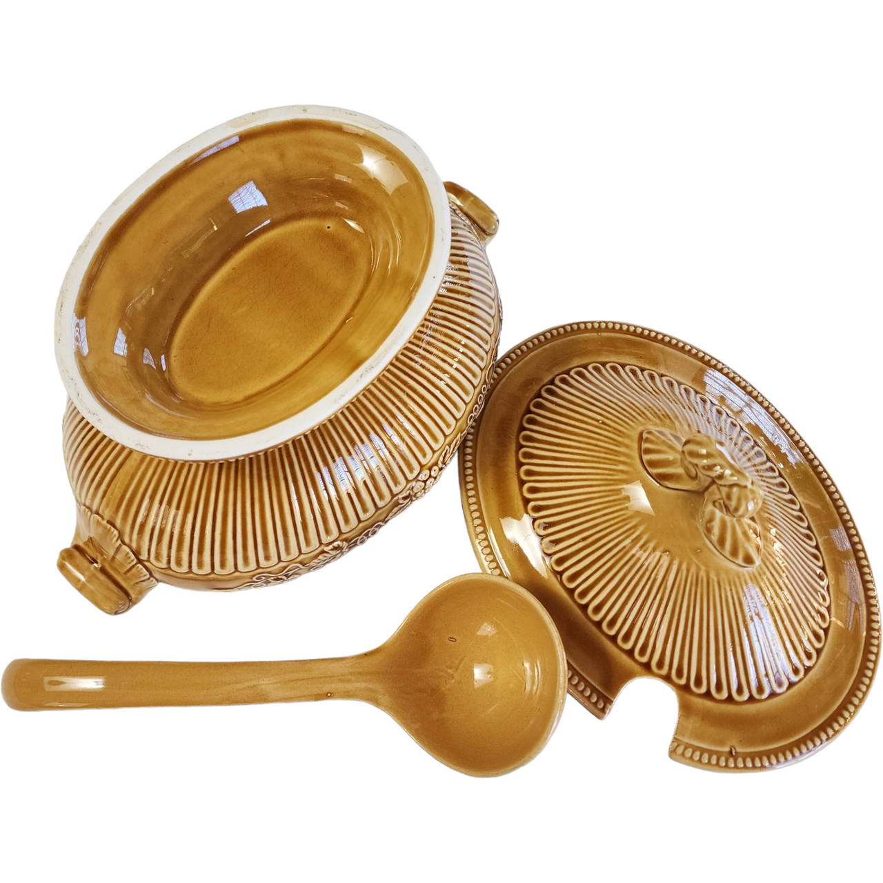 Occupied Japan Yellow Soup Tureen with Ladle
