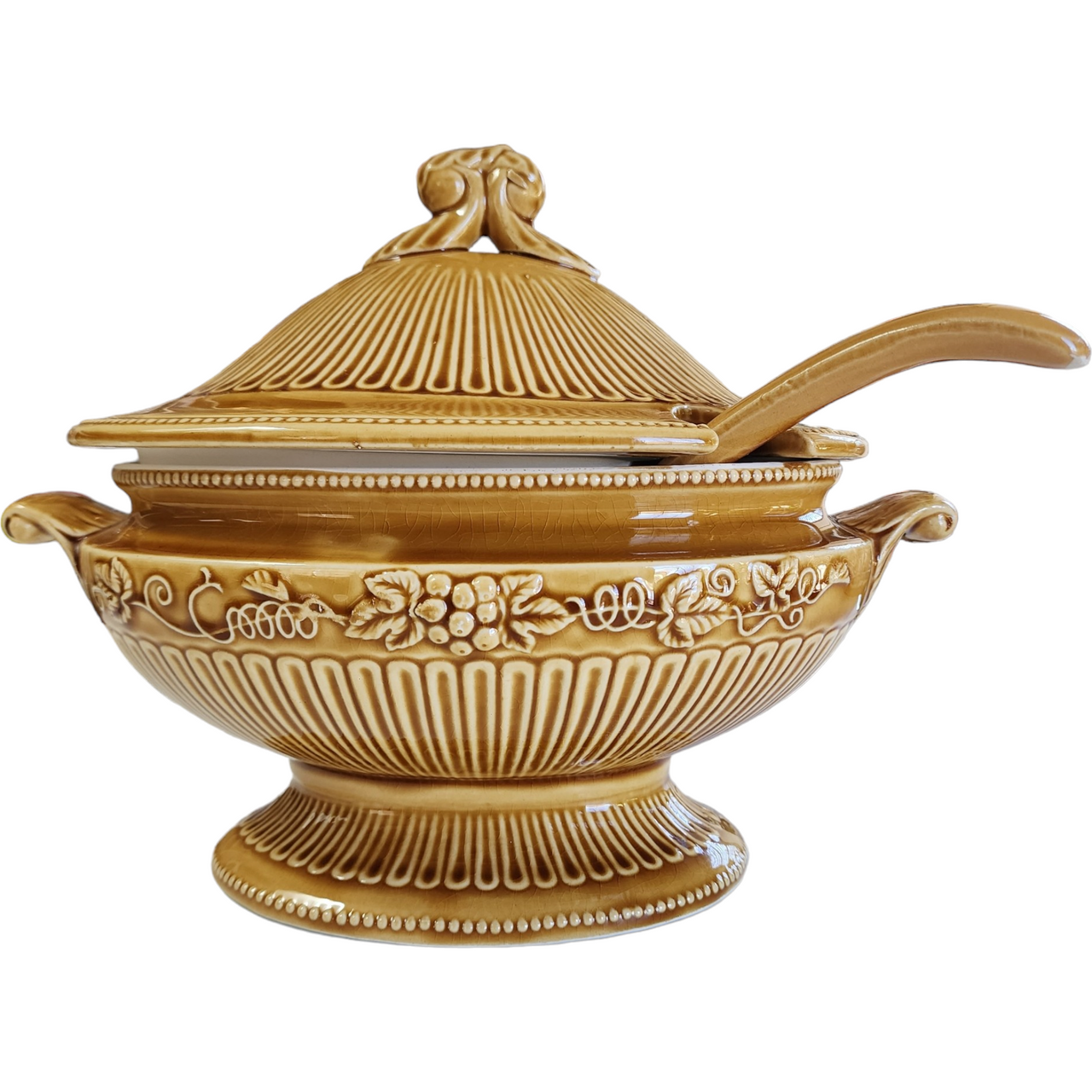 Occupied Japan Yellow Soup Tureen with Ladle
