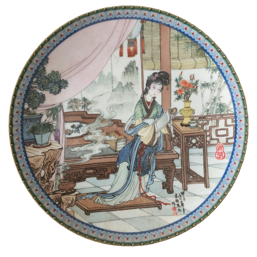 Imperial Jingdezhen Beauties of The Red Mansion Asian Woman Scenes By Z. Huimin Set of 7 Plates
