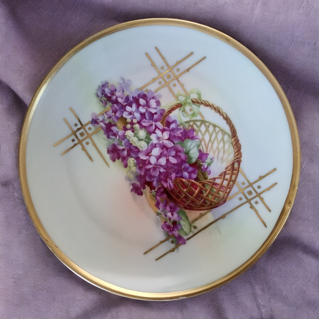 Z.S. & Co Bavaria Hand Painted Purple Violets Gold Trim Plate