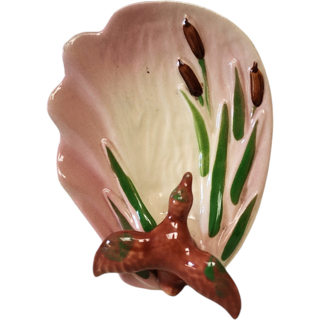 Zanesville Ohio Pottery Duck and Cattail Tray Dish