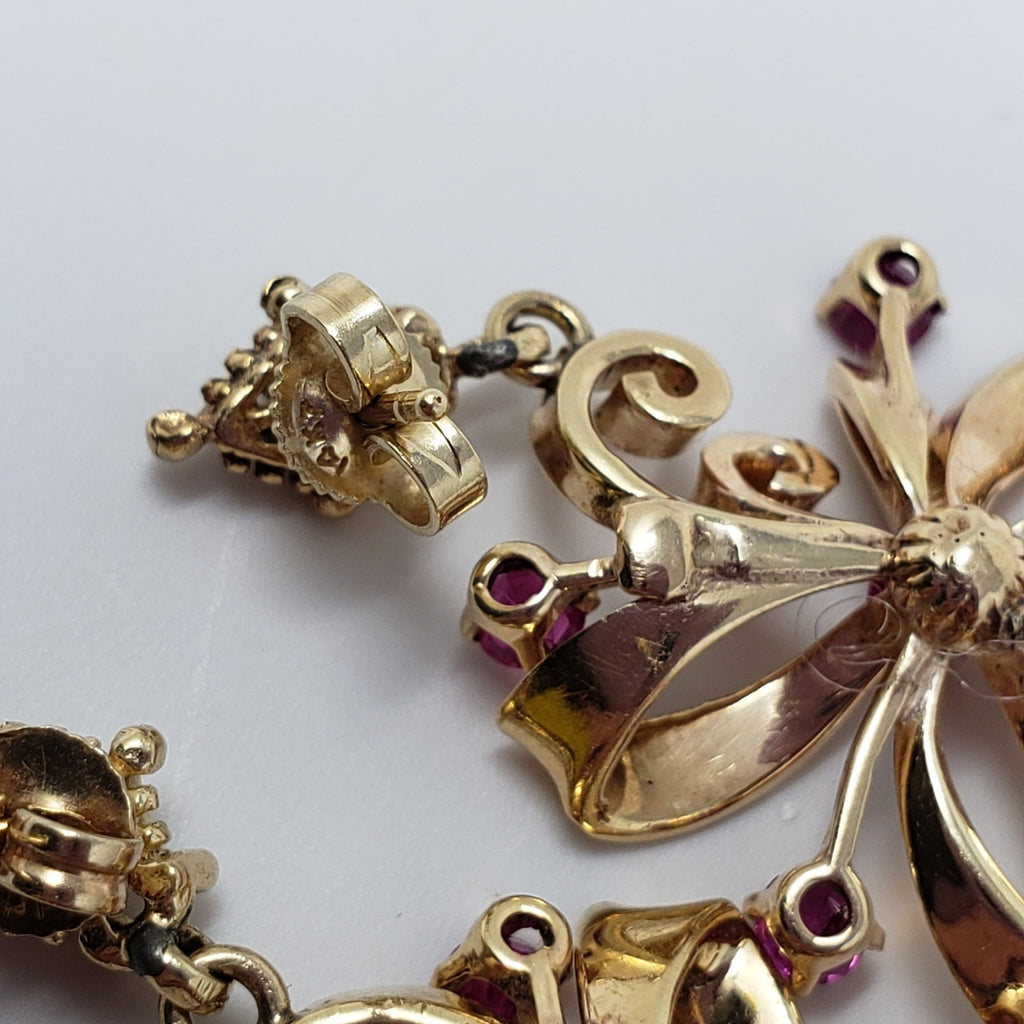 Vintage 2ct Ruby Dangling Earrings In Gold