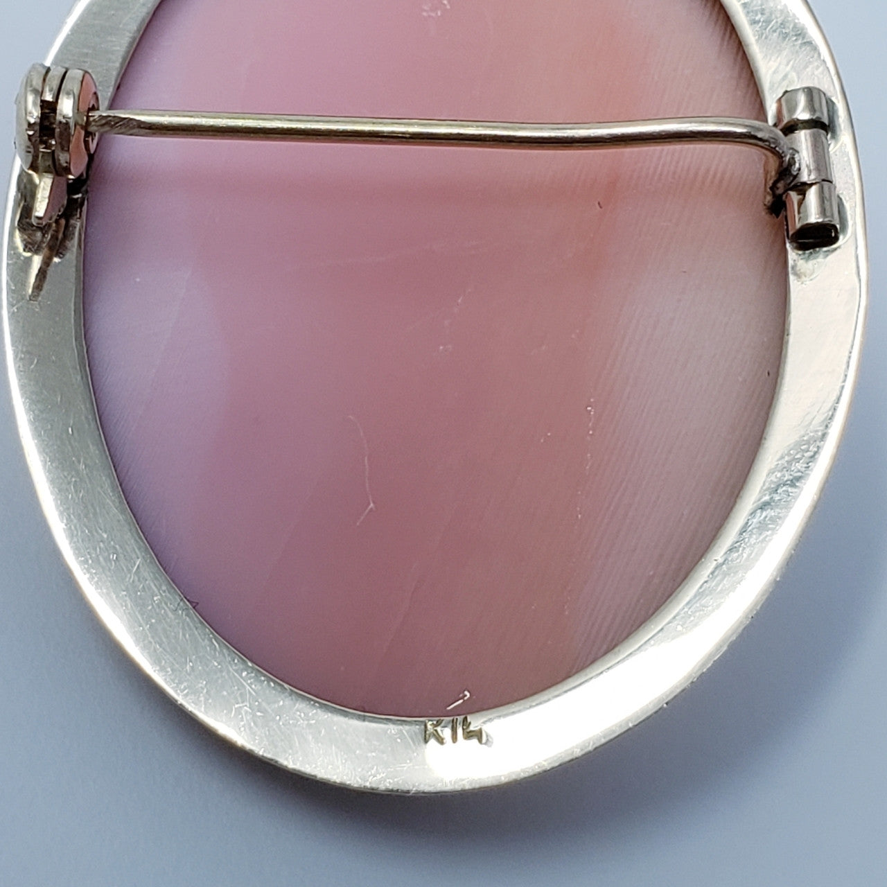 Angel Skin Coral Cameo Pin Pendant In 14KT Gold