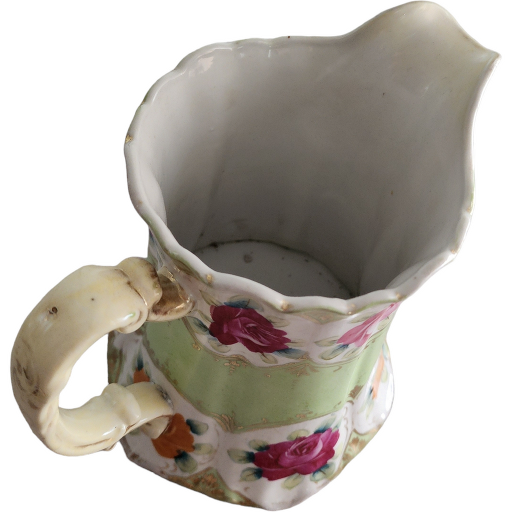 Japan Moriage Hand Painted Floral & Gold Pitcher