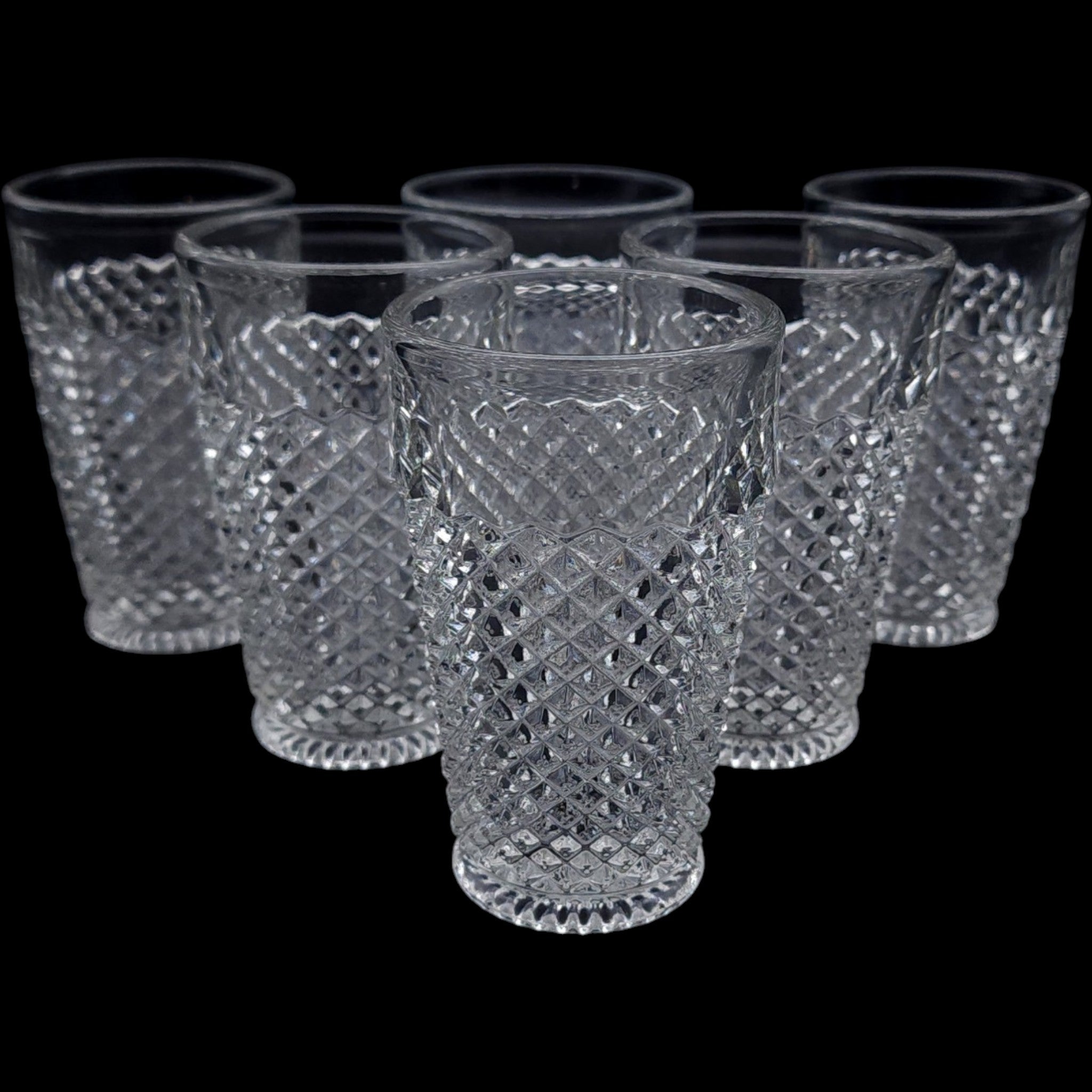 Westmoreland Clear Glass 8 oz Flat Tumblers English Hobnail Set of 6