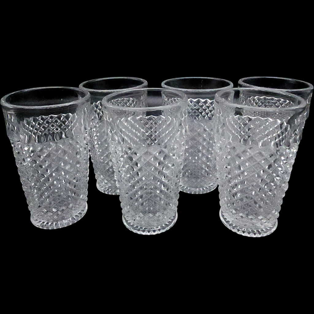 Westmoreland Clear Glass 8 oz Flat Tumblers English Hobnail Set of 6