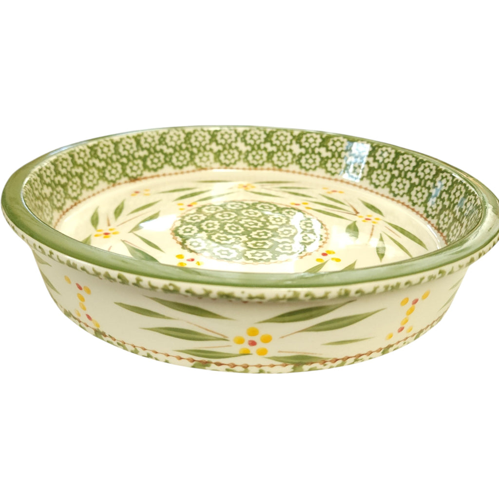 Temp-tations Old World Green Hand-Painted 10" Ceramic Cake Pan