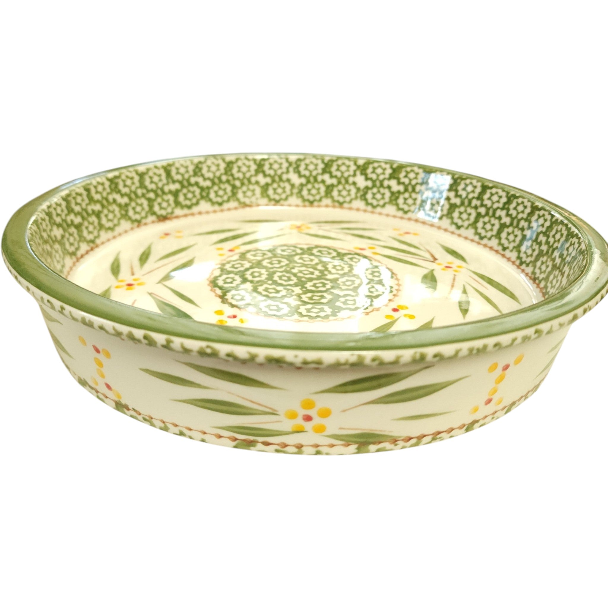 Temp-tations Old World Green Hand-Painted 10" Ceramic Cake Pan