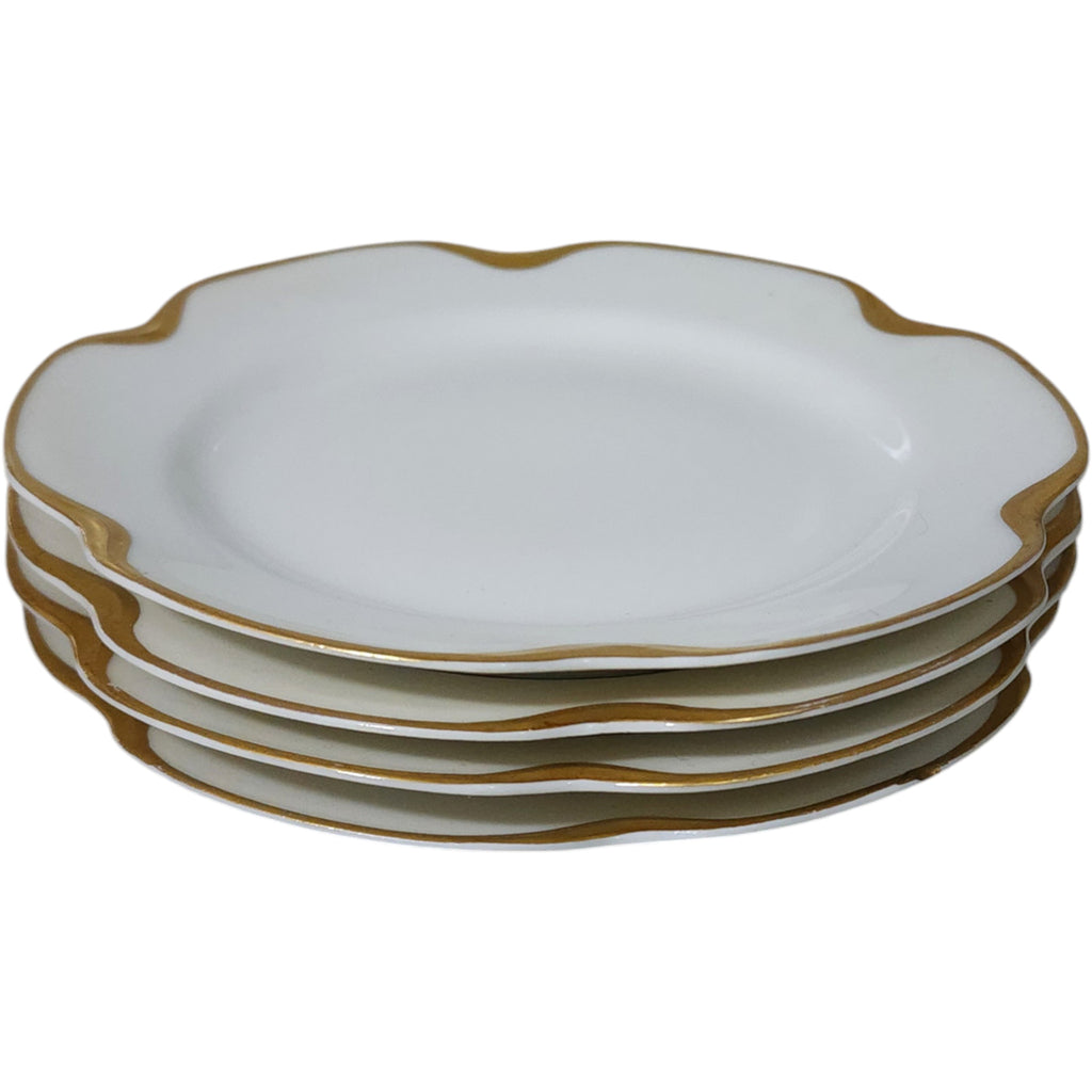 Set of 4 Antique Haviland Limoges Schleiger 24 Ranson Gold Bread & Butter Plates 6 1/4"