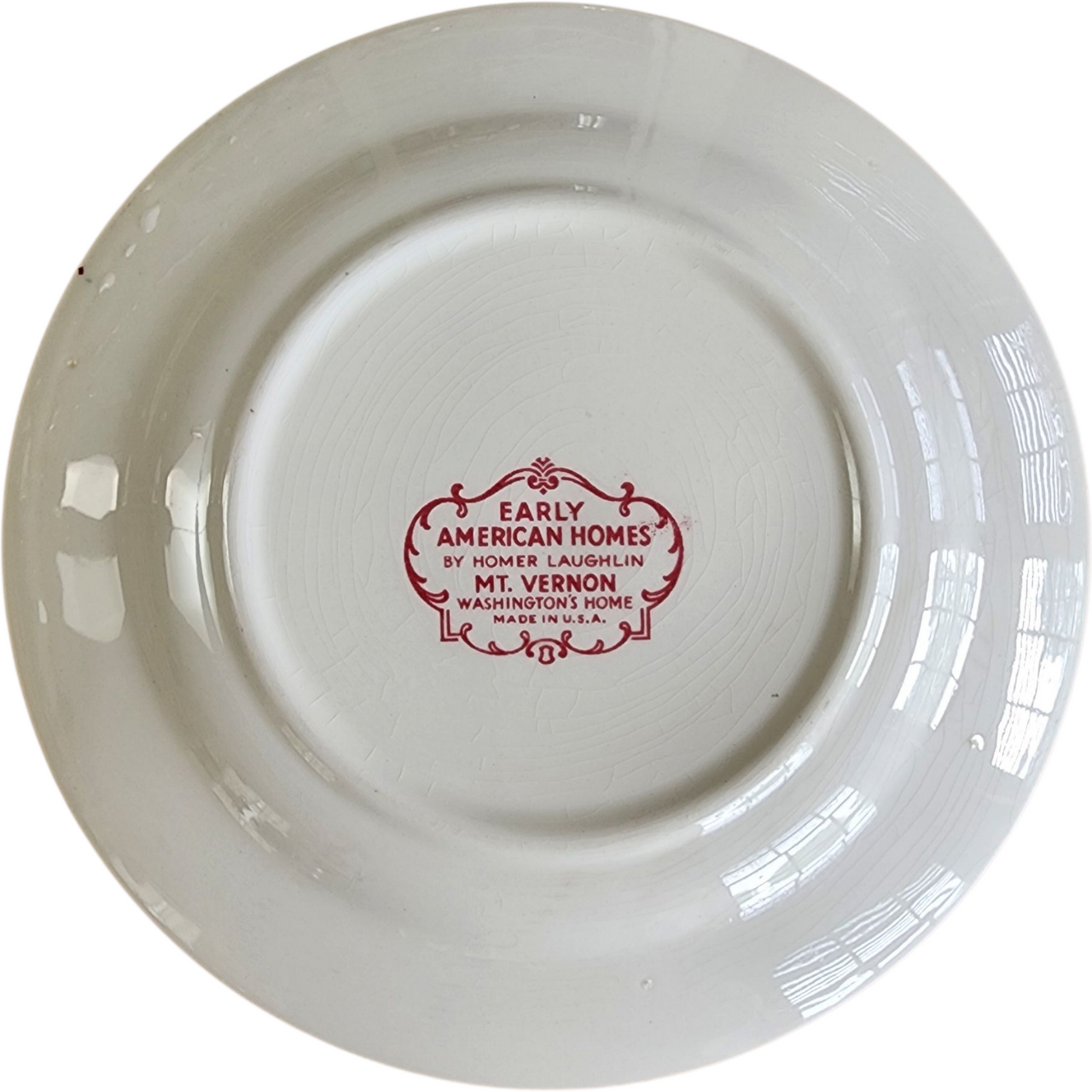 Homer Laughlin Plate Early American Homes Collection Mt. Vernon Washington’s Home Red Transferware Made in USA