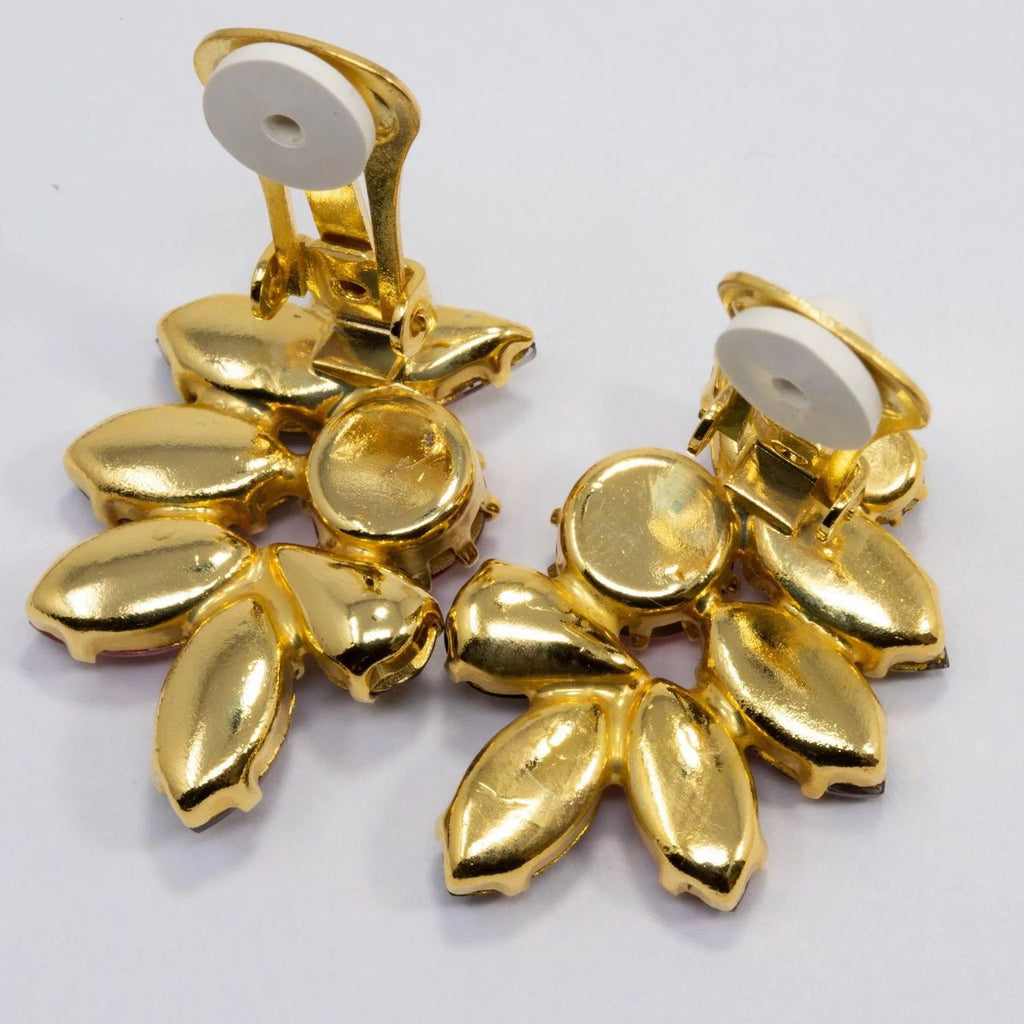 Vintage Bohemian Glass Clip On Earrings
