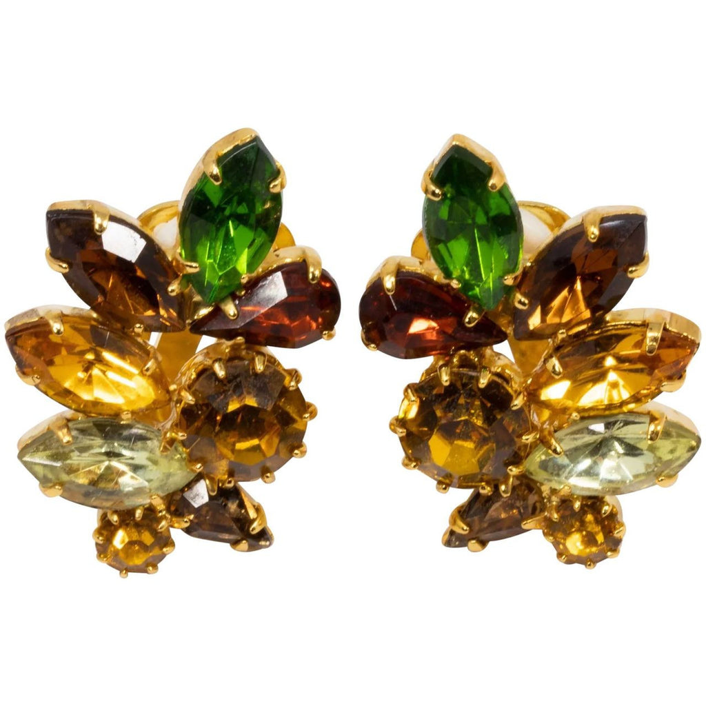 Vintage Bohemian Glass Clip Earrings