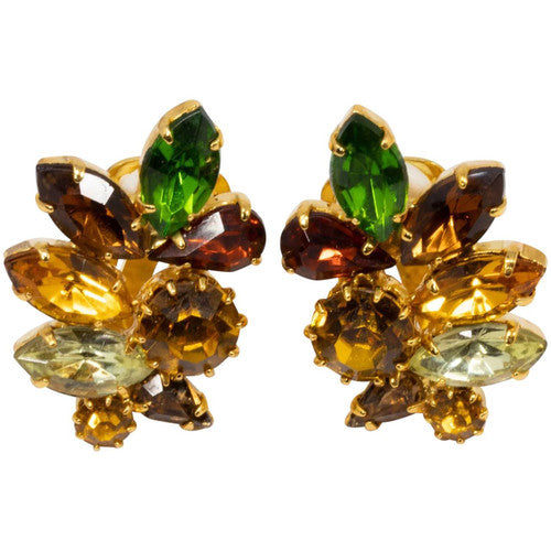 Vintage Bohemian Glass Clip Earrings