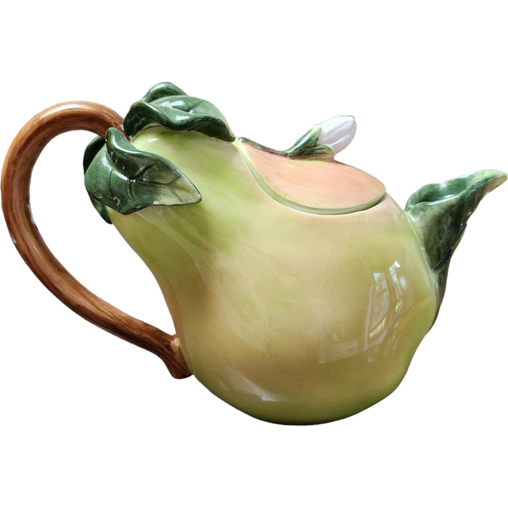 Ambiance Embossed Glazed Porcelain Figural Mini Teapot & Lid