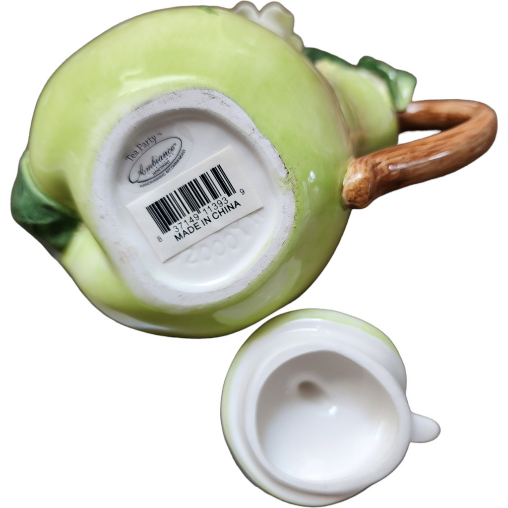 Ambiance Embossed Glazed Porcelain Figural Mini Teapot & Lid