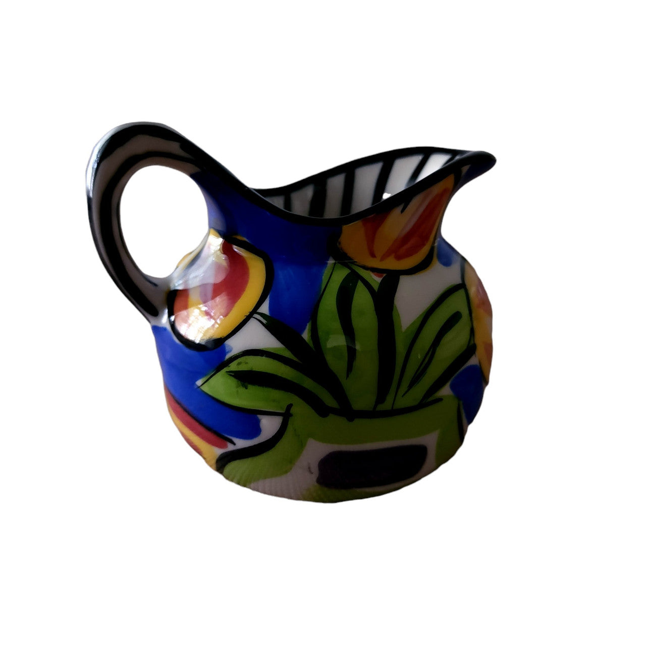 Pefi Costa Rica Pottery Colorful Fruit Pattern Creamer