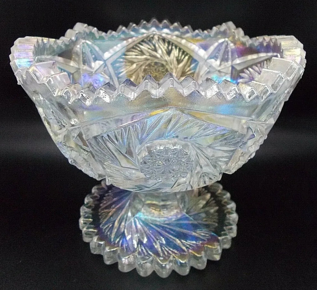 Smith Glass Aztec White Carnival Footed Bowl