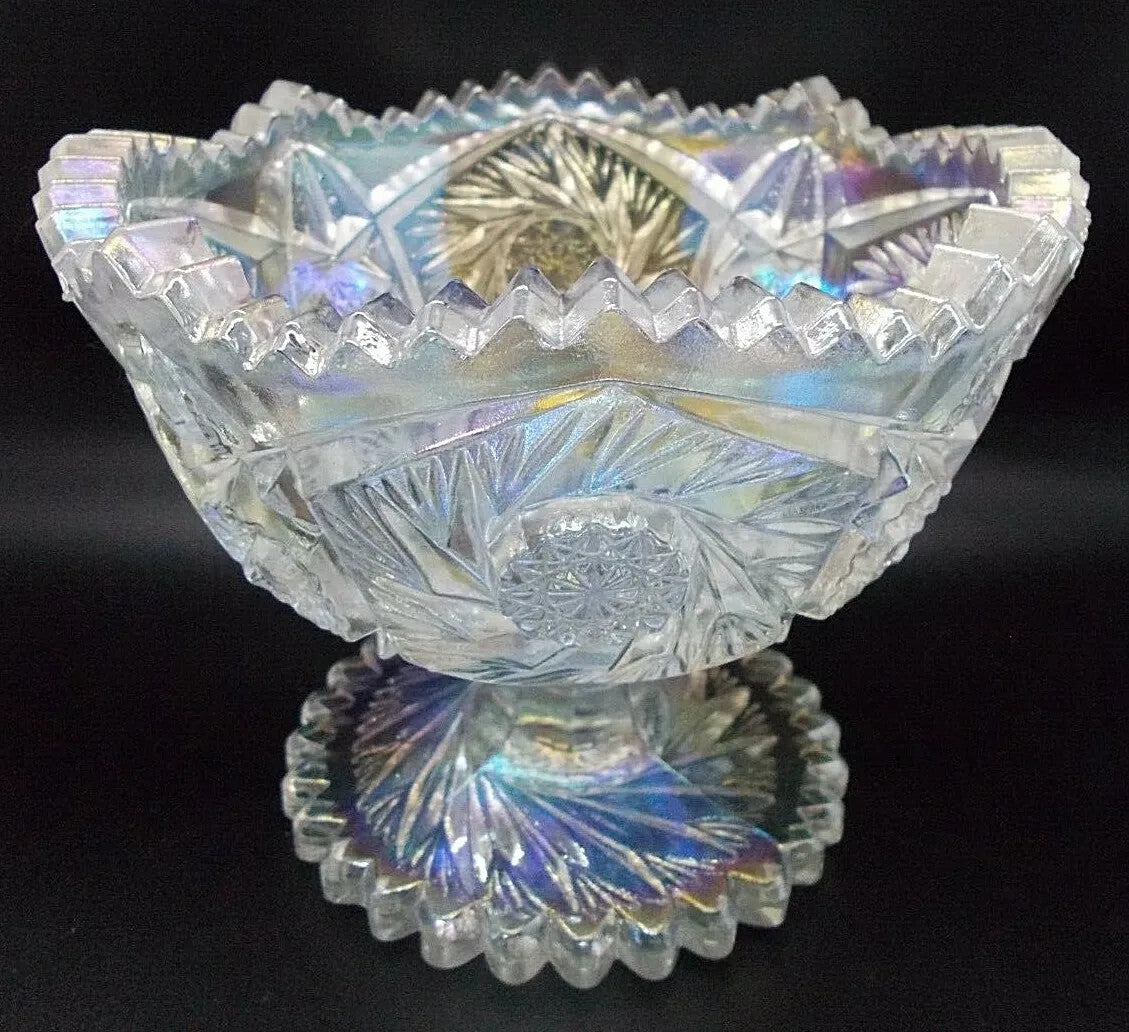 Smith Glass Aztec White Carnival Footed Bowl